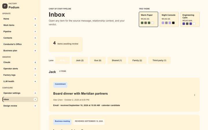 Golden Hour, Inbox (sample data)