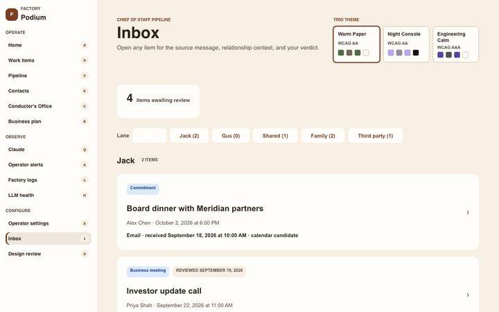 Clay Workshop, Inbox (sample data)