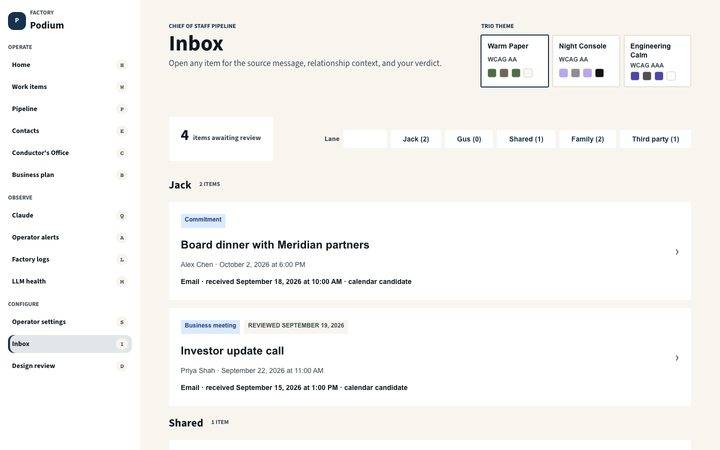 Ink Ledger, Inbox (sample data)