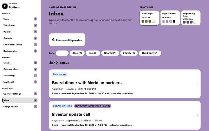 Lilac field, Inbox (sample data)