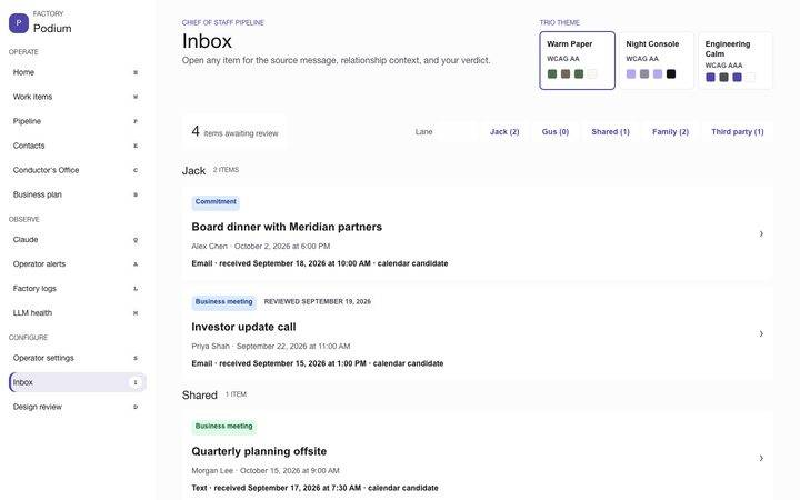 Engineering Calm, Inbox (sample data)