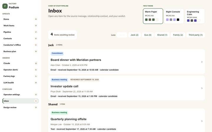 Warm Paper, Inbox (sample data)