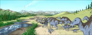Maiasaura herd panorama