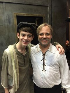 Jack Agnew as Jean Valjean, with Jacob Waters, closing night of Les Misérables, Repertory Company Theatre
